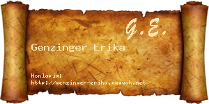 Genzinger Erika névjegykártya